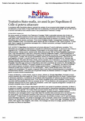 Trattativa Stato mafia, 20 anni fa per Napolitano il Colle si poteva attaccare – Il Fatto Quotidiano 24 06 2012.jpg